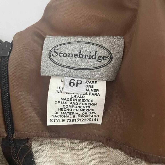 Vintage‎ Stonebridge Made in Mexico Brown Zebra print Linen Rayon Dress Size 6P - Picture 6 of 9